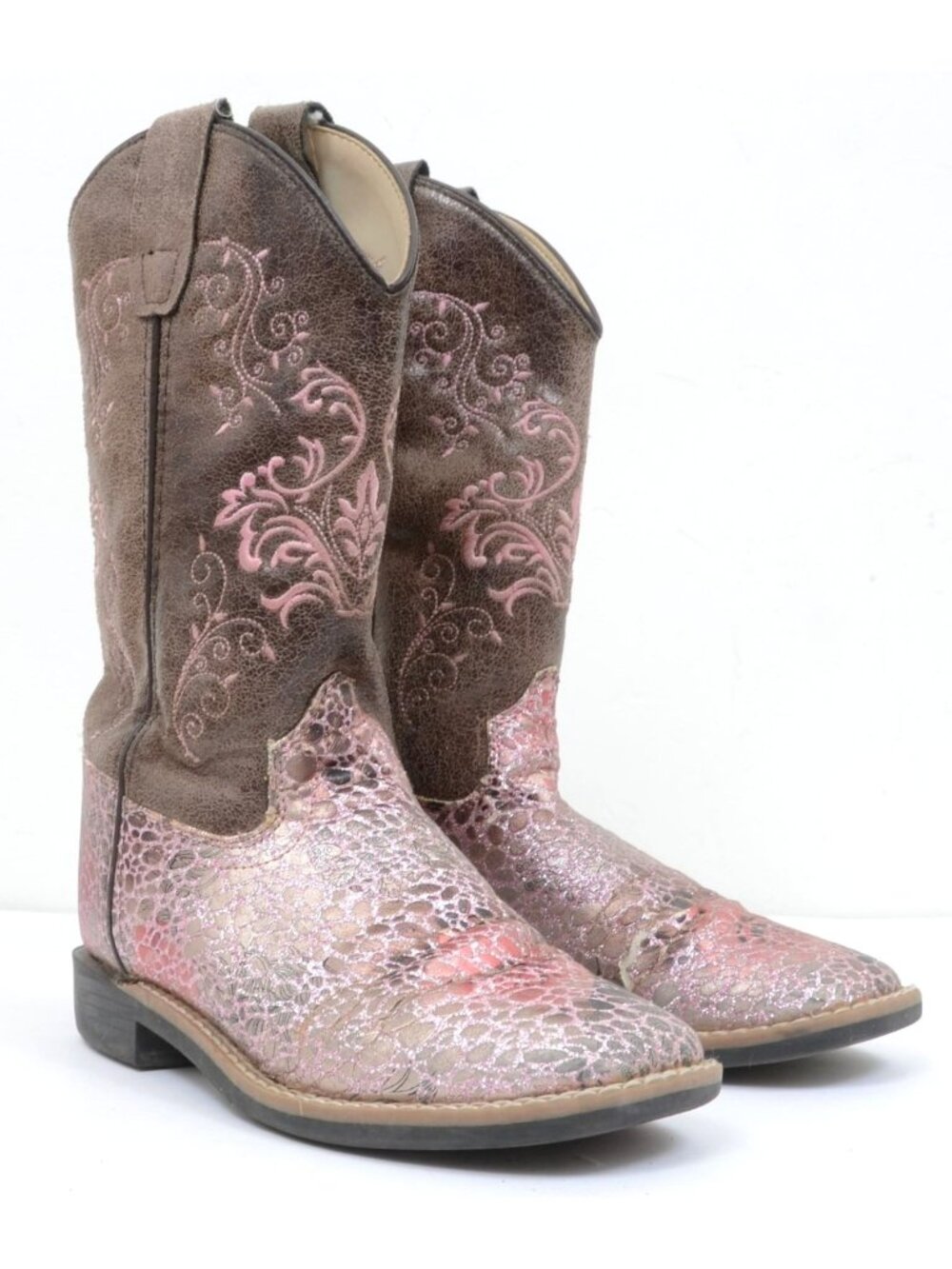 Shyanne Girls' Size 4 Aria Faux Leather Western Boot Square Toe - Cowgirl